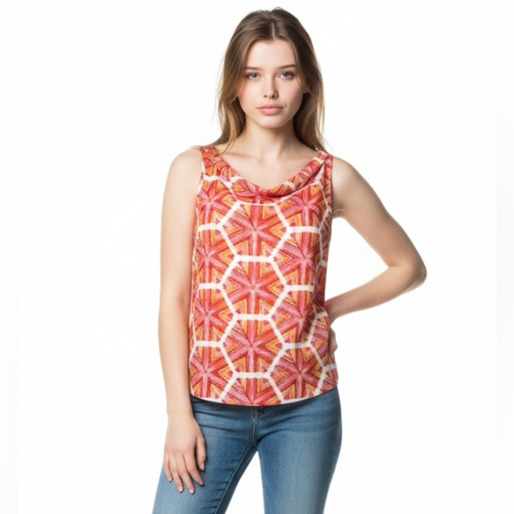 LILLY PULITZER Top Blouse Pink White Tank Summer Size 4